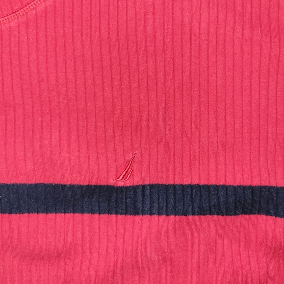 Nautica Pullover Mock Neck Sweater Red Navy Blue Stripe Size XXL 2XL - Picture 5 of 8